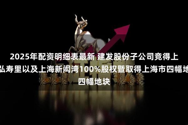 2025年配资明细表最新 建发股份子公司竞得上海弘寿里以及上海新闳湾100%股权暨取得上海市四幅地块